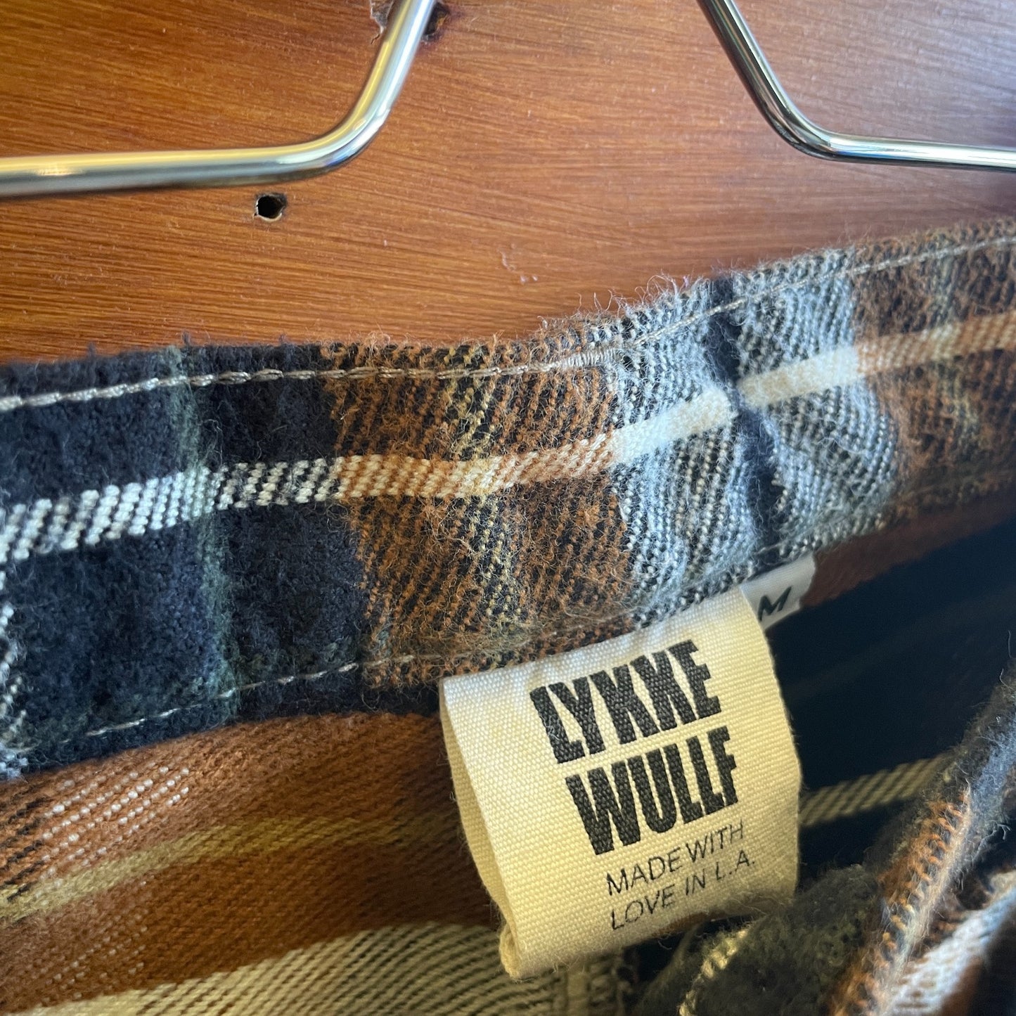 M - LYKKE WULLF Brown Plaid Flannel Womens Ranch Pants 0312IG