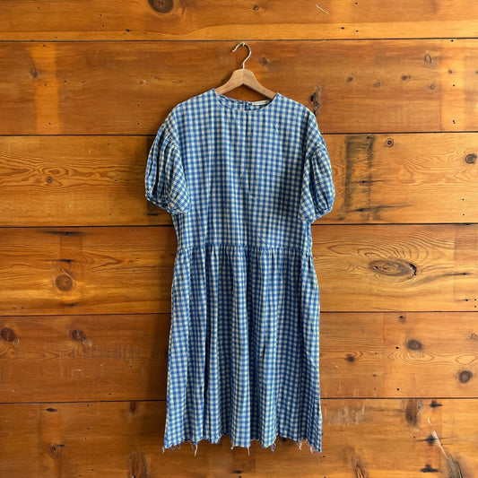 O/S - April Meets October Blue White Gingham Summer May Dress 0611AJ
