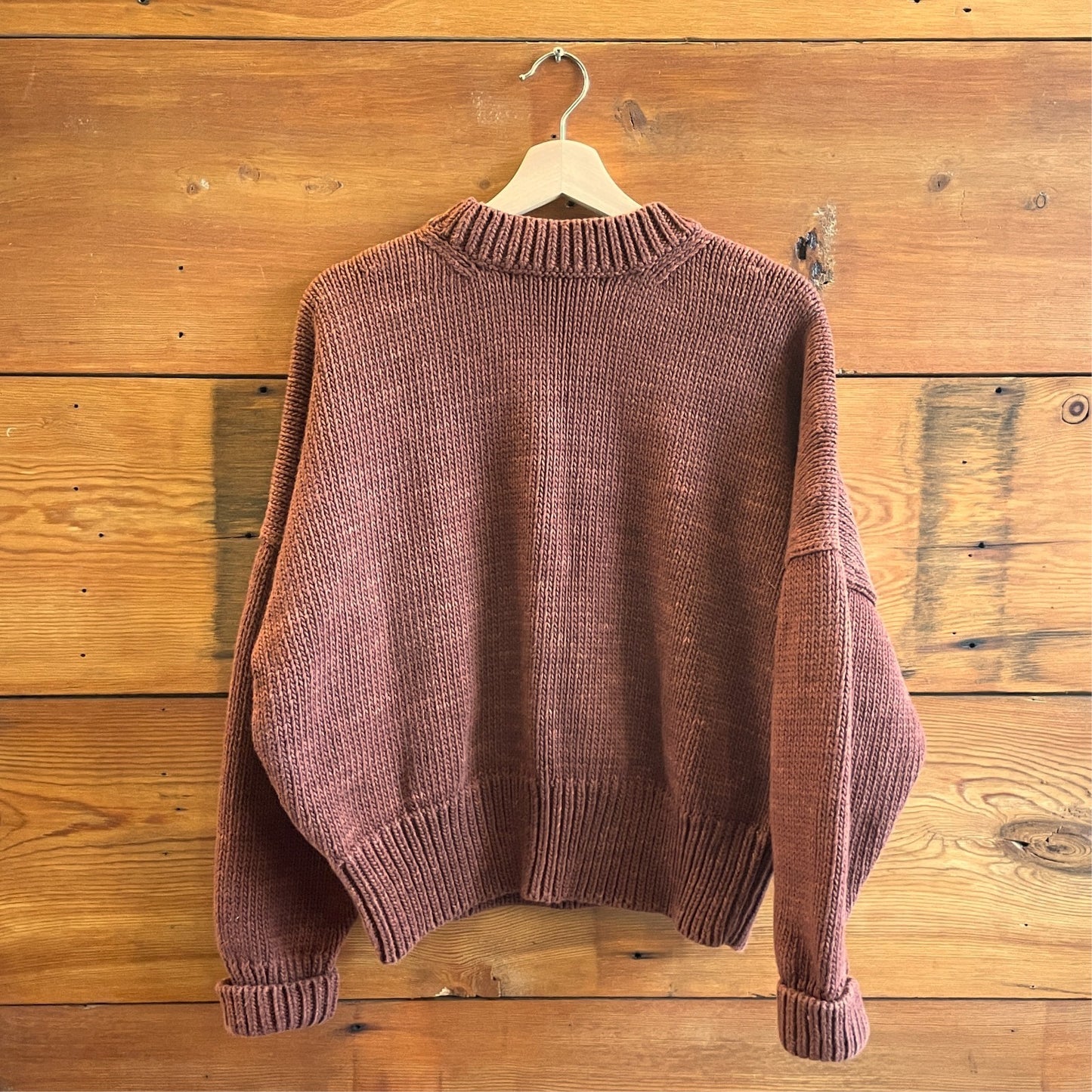M - Misha & Puff Brown Classic Crewneck Heavy Knit Deck Sweater 0611AJ