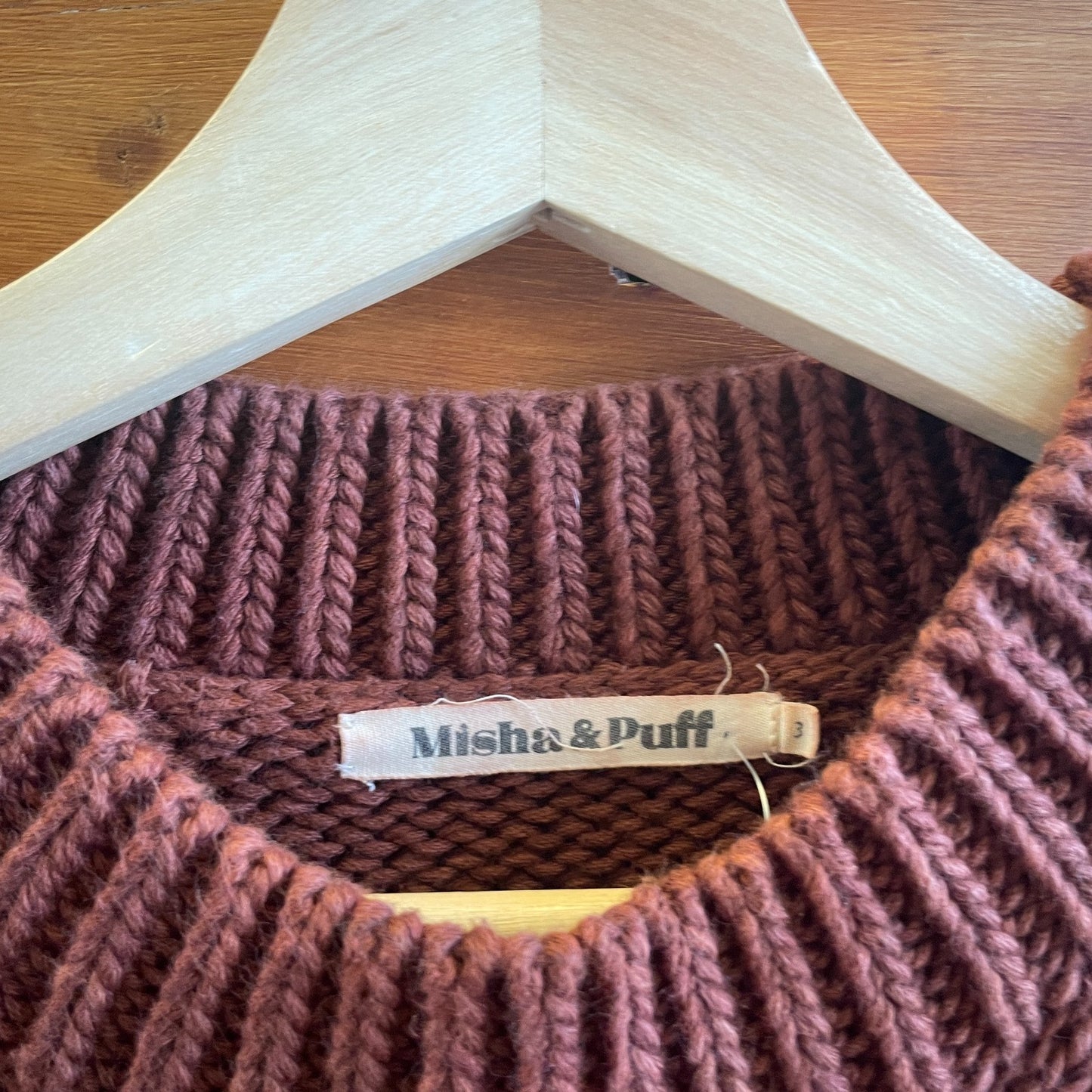 M - Misha & Puff Brown Classic Crewneck Heavy Knit Deck Sweater 0611AJ