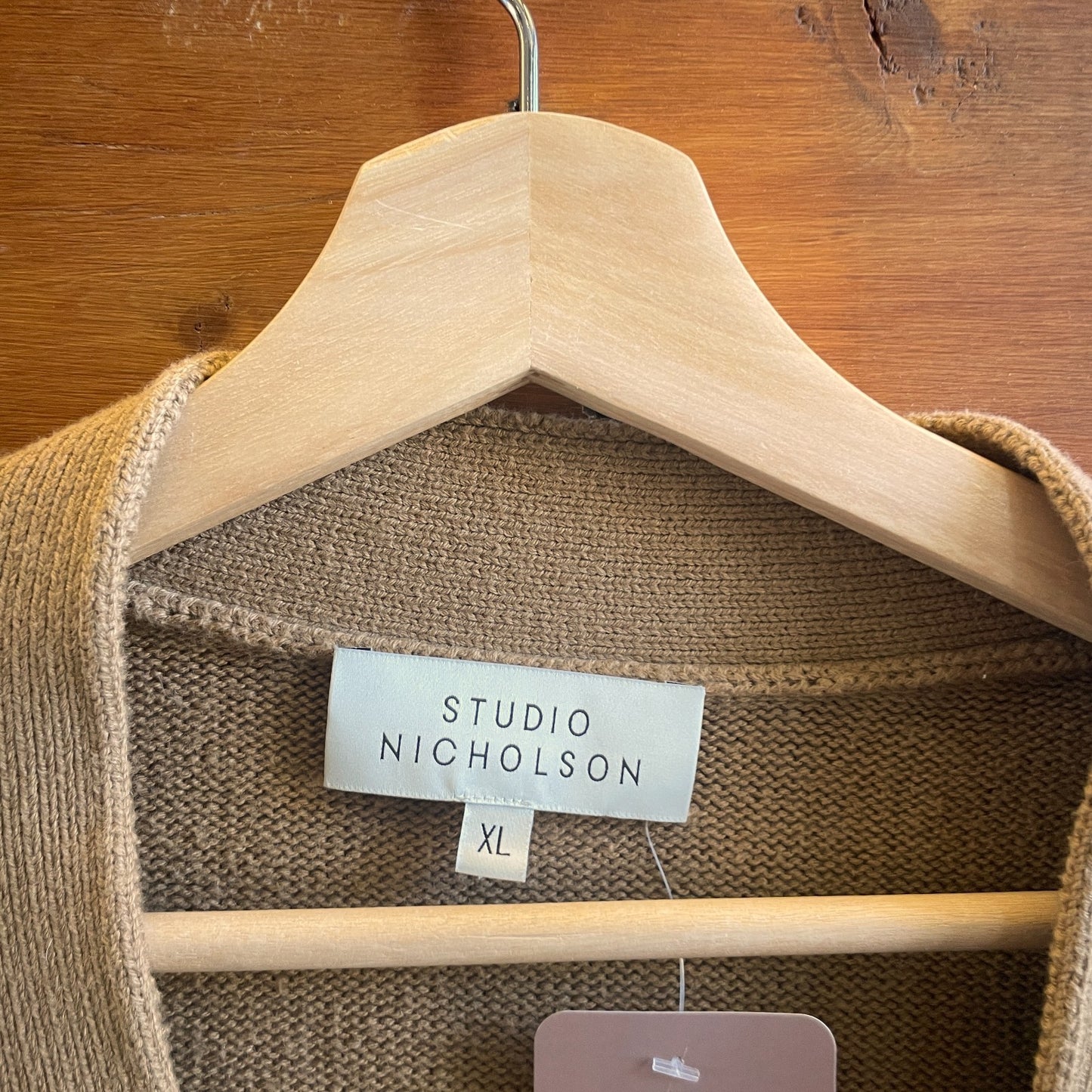 XL - Studio Nicholson Tan Button Front V-Neck RALL Cardigan Sweater 0611AJ
