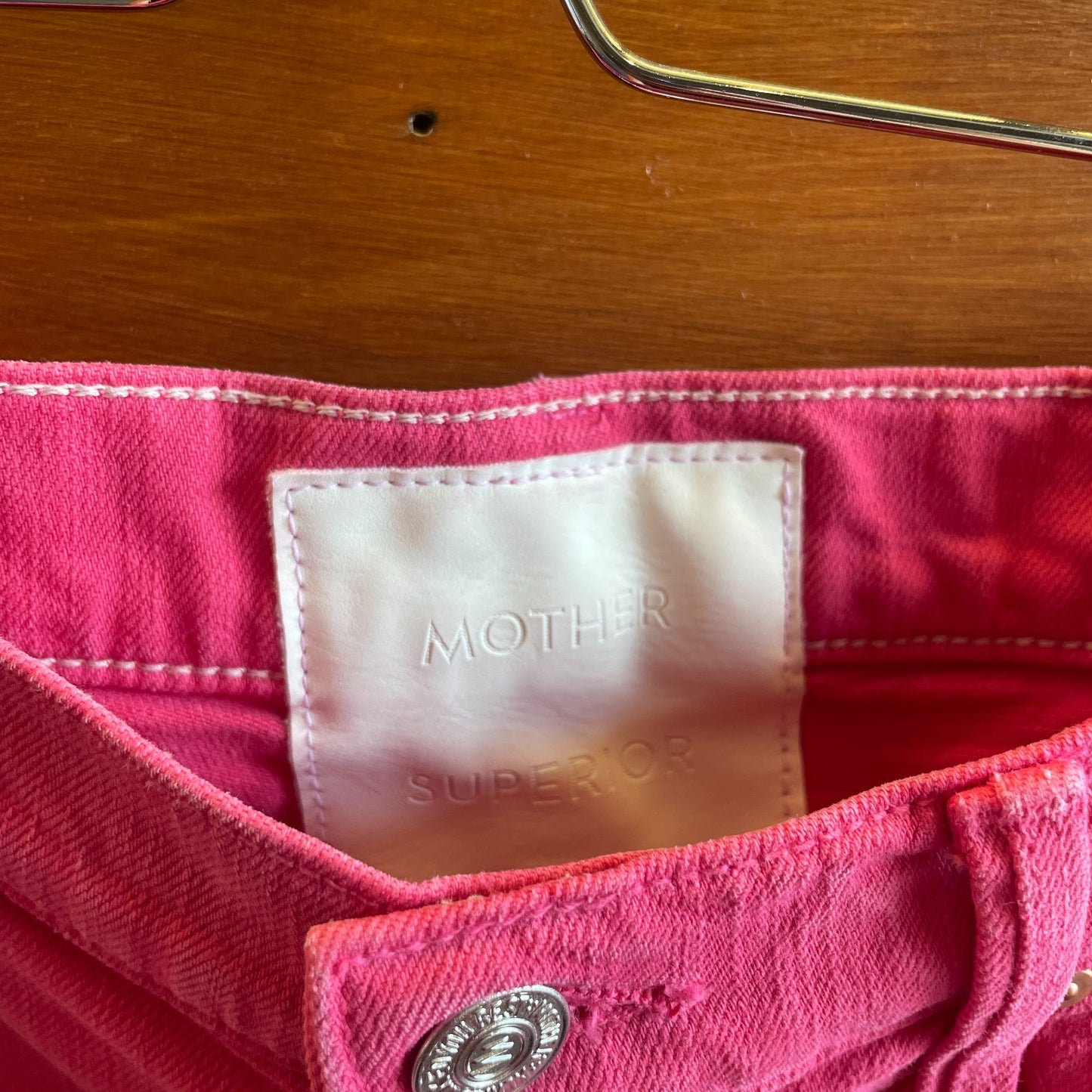 28 - Mother Superior Pink Ditcher Crop Devil May Care Wide Leg Jeans 0721DK