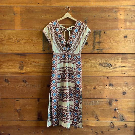 2 - Johanna Ortiz $850 Brown Embroidered Abasca Midi Length Dress 0716MD