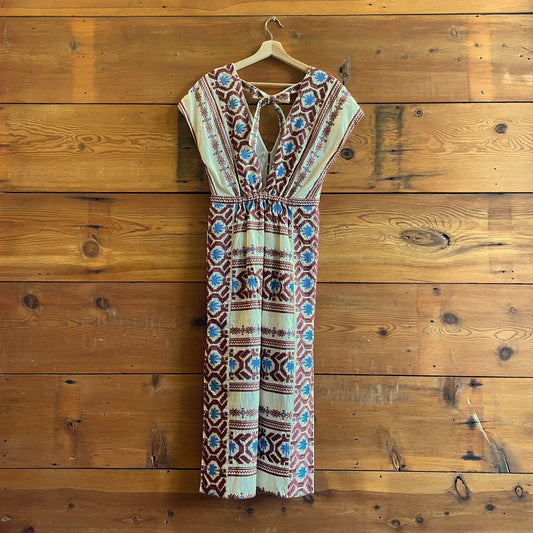 2 - Johanna Ortiz $850 Brown Embroidered Abasca Midi Length Dress 0716MD