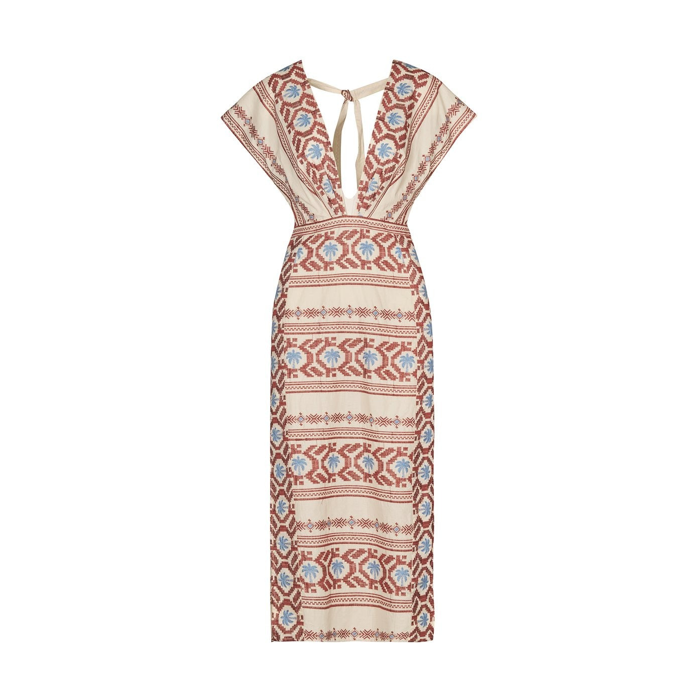2 - Johanna Ortiz $850 Brown Embroidered Abasca Midi Length Dress 0716MD
