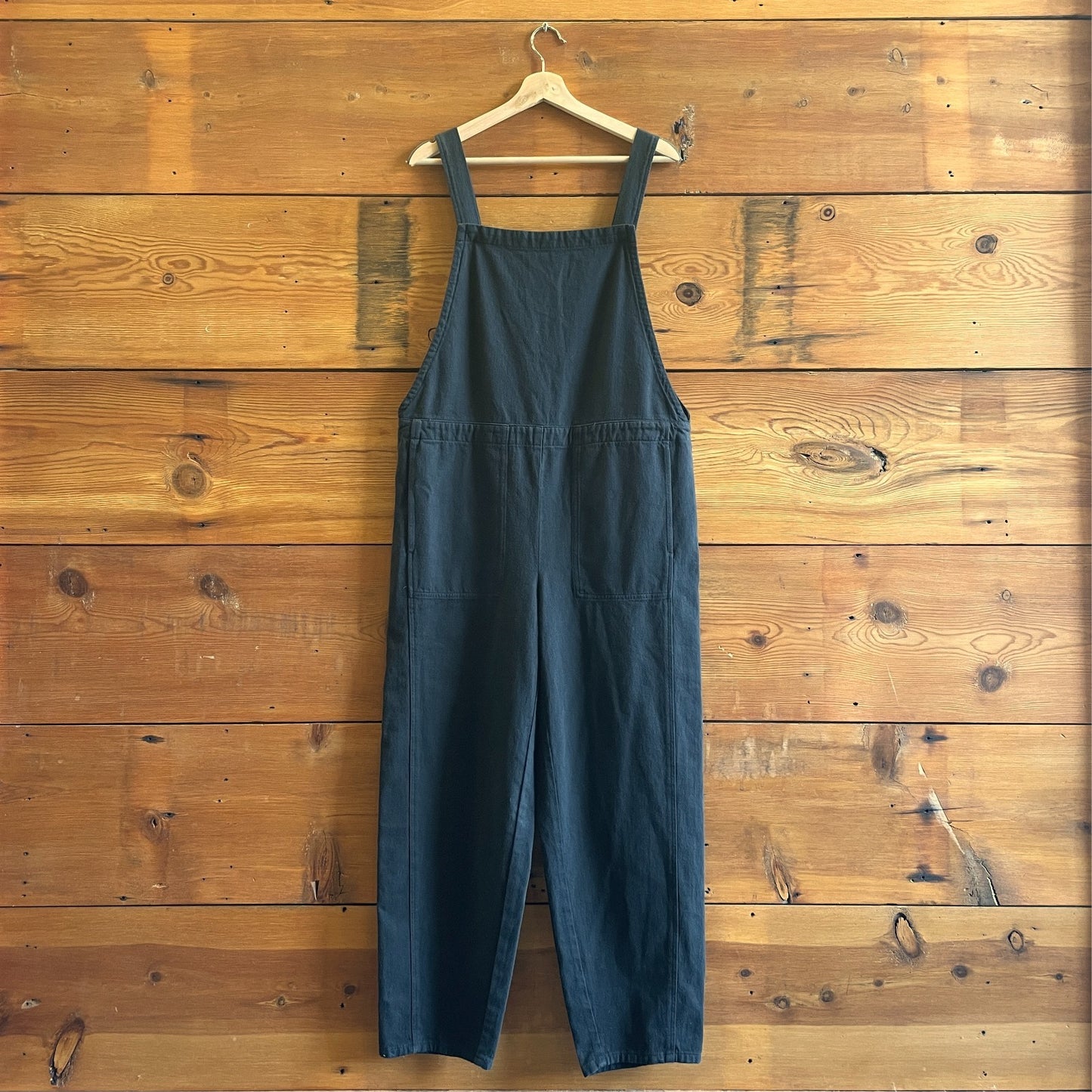 S - Eileen Fisher $198 Black Lantern Garment Dyed Utility Jumpsuit NEW 0721DK