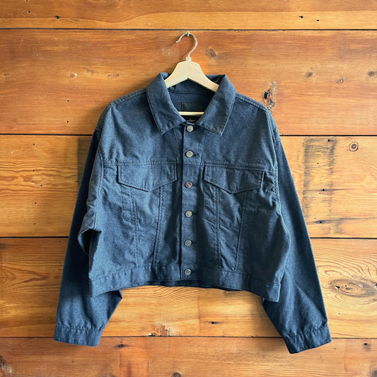 XL - AG Adriano Goldschmied $215 Dark Gray Brushed Cotton Boxy Jacket NEW 0721DK