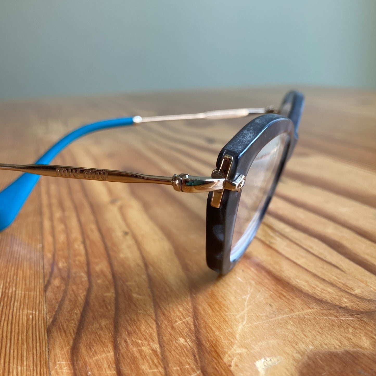 Miu Miu VMUO4I UBA-101 52mm Cat Eye Gray Turquoise Eyeglasses Frames 0808BB