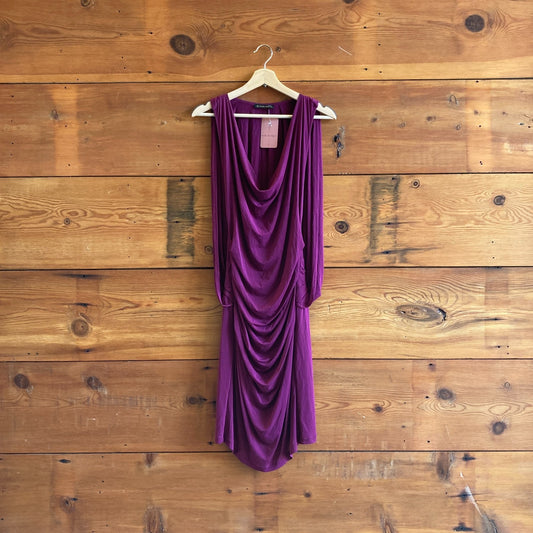 12 / L - Plein Sud Vintage Burgundy Sleeveless Draped Dress 0808BB