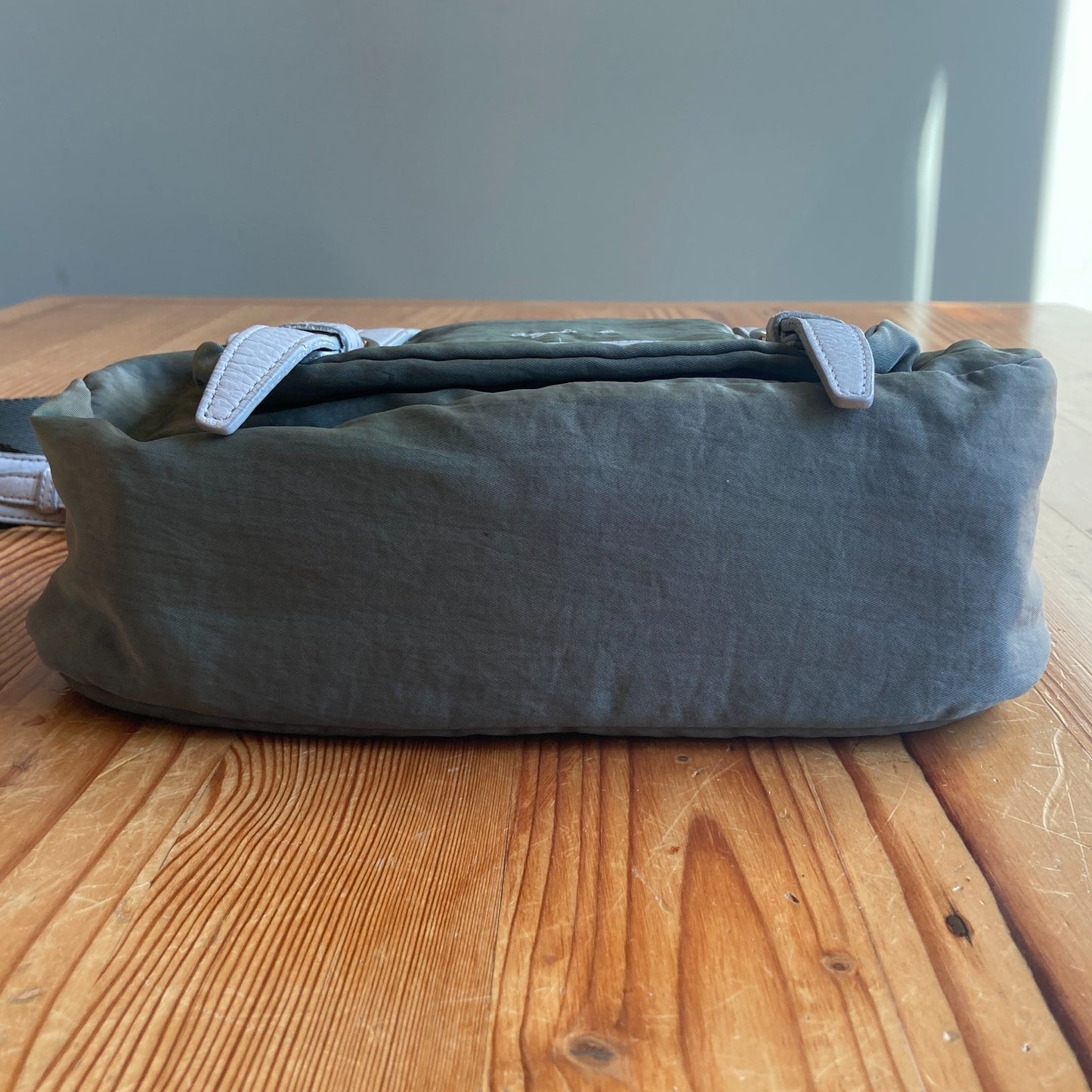Agnes B Olive Green Small Tote Messenger Convertible 2-Way Nylon Bag 0808BB