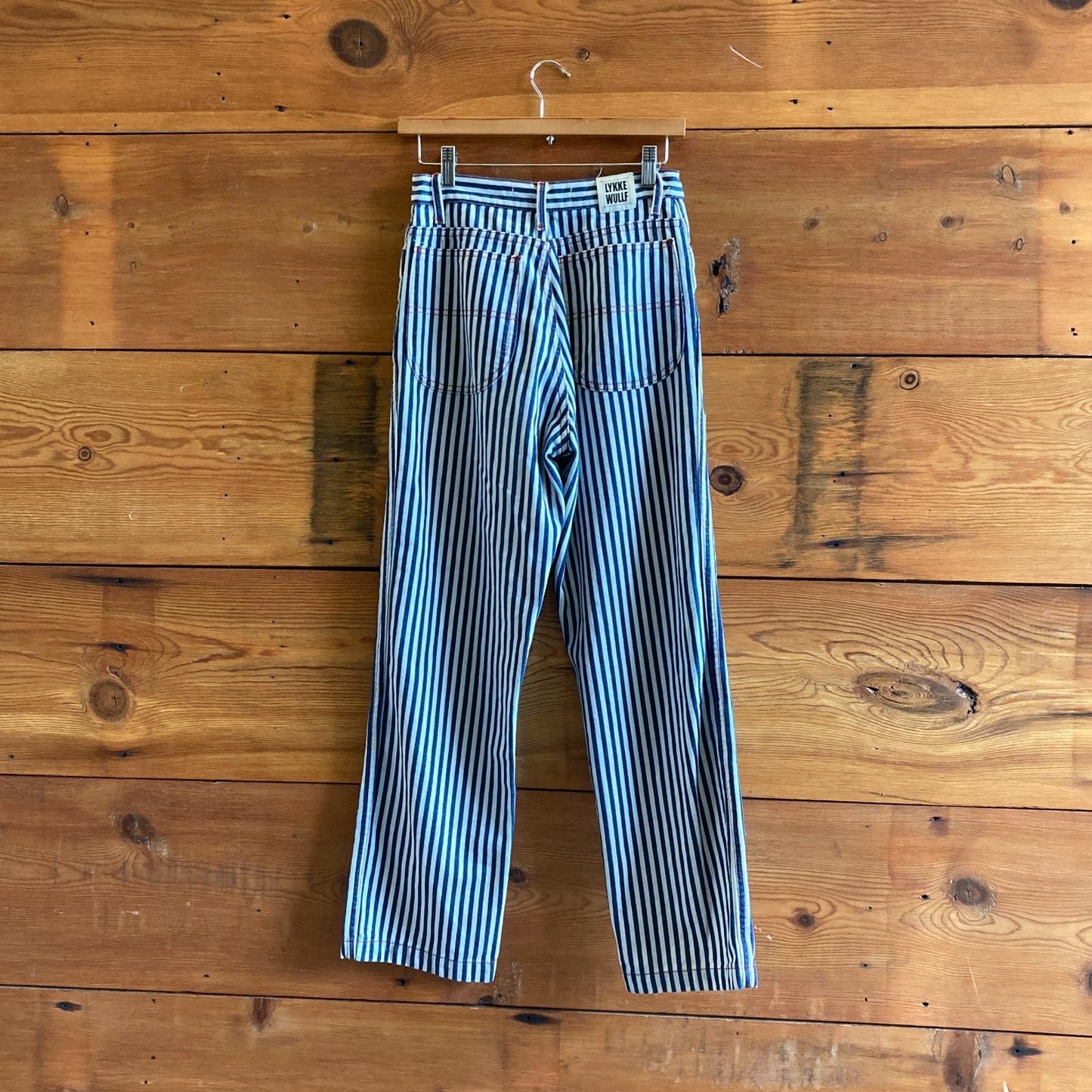 4 - Lykke Wullf Blue White Railroad Stripe Workwear Womens Jeans 0312IG
