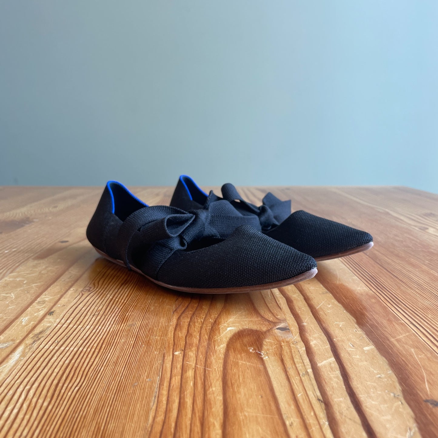 8.5 - Rothy's Black Point Mary Jane black bow detail slip on Shoes Flats 0405LS