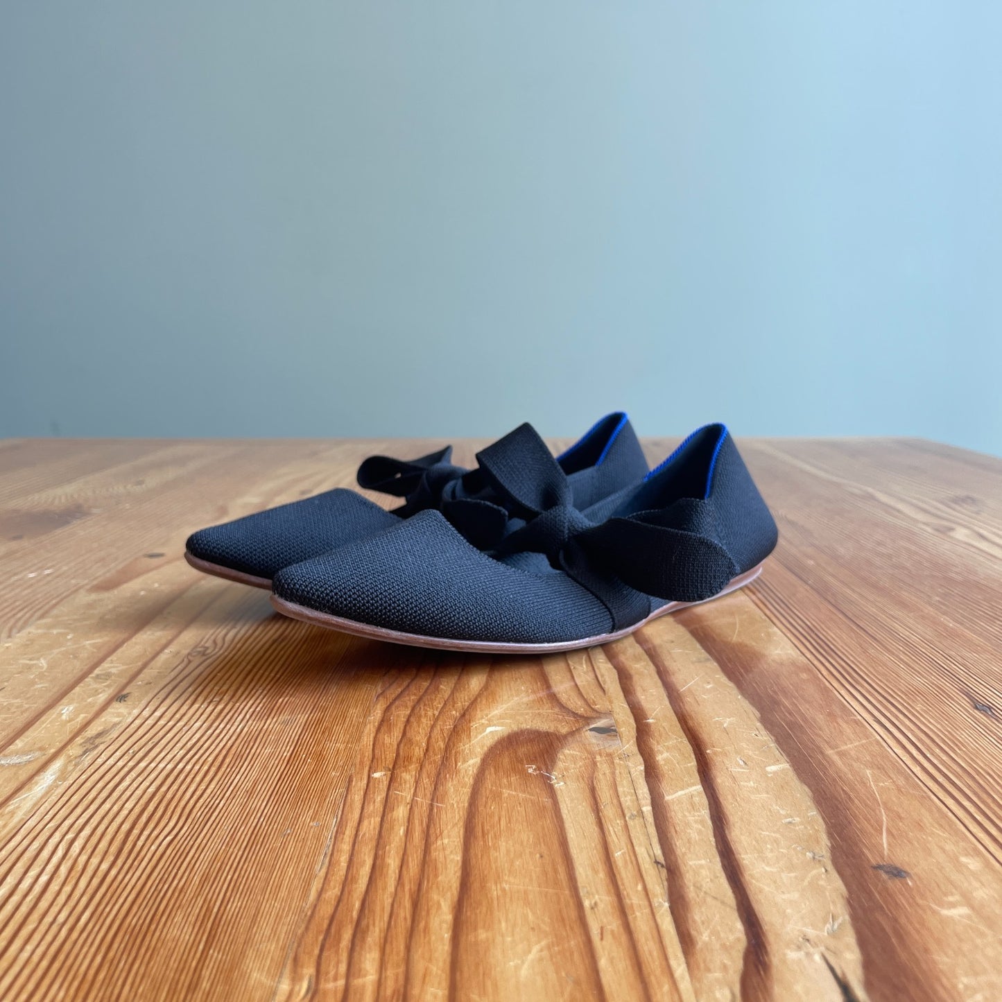 8.5 - Rothy's Black Point Mary Jane black bow detail slip on Shoes Flats 0405LS