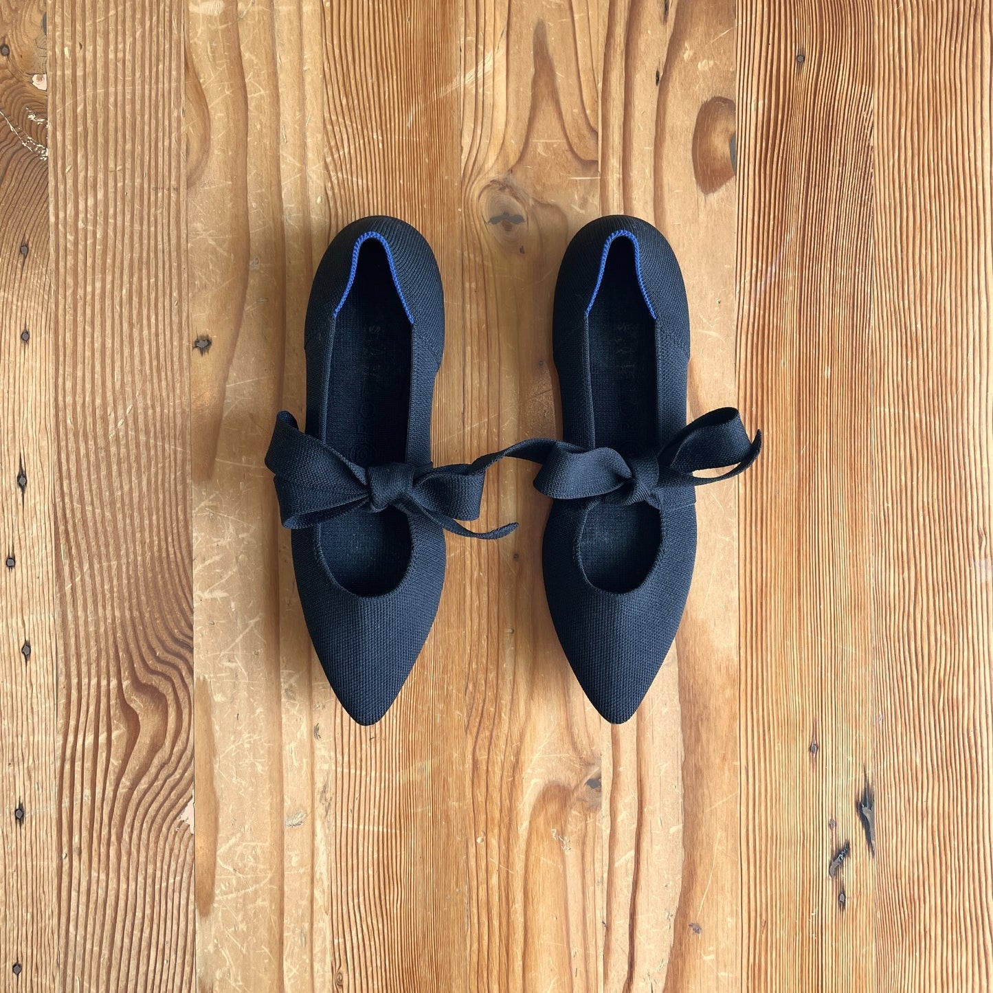 8.5 - Rothy's Black Point Mary Jane black bow detail slip on Shoes Flats 0405LS