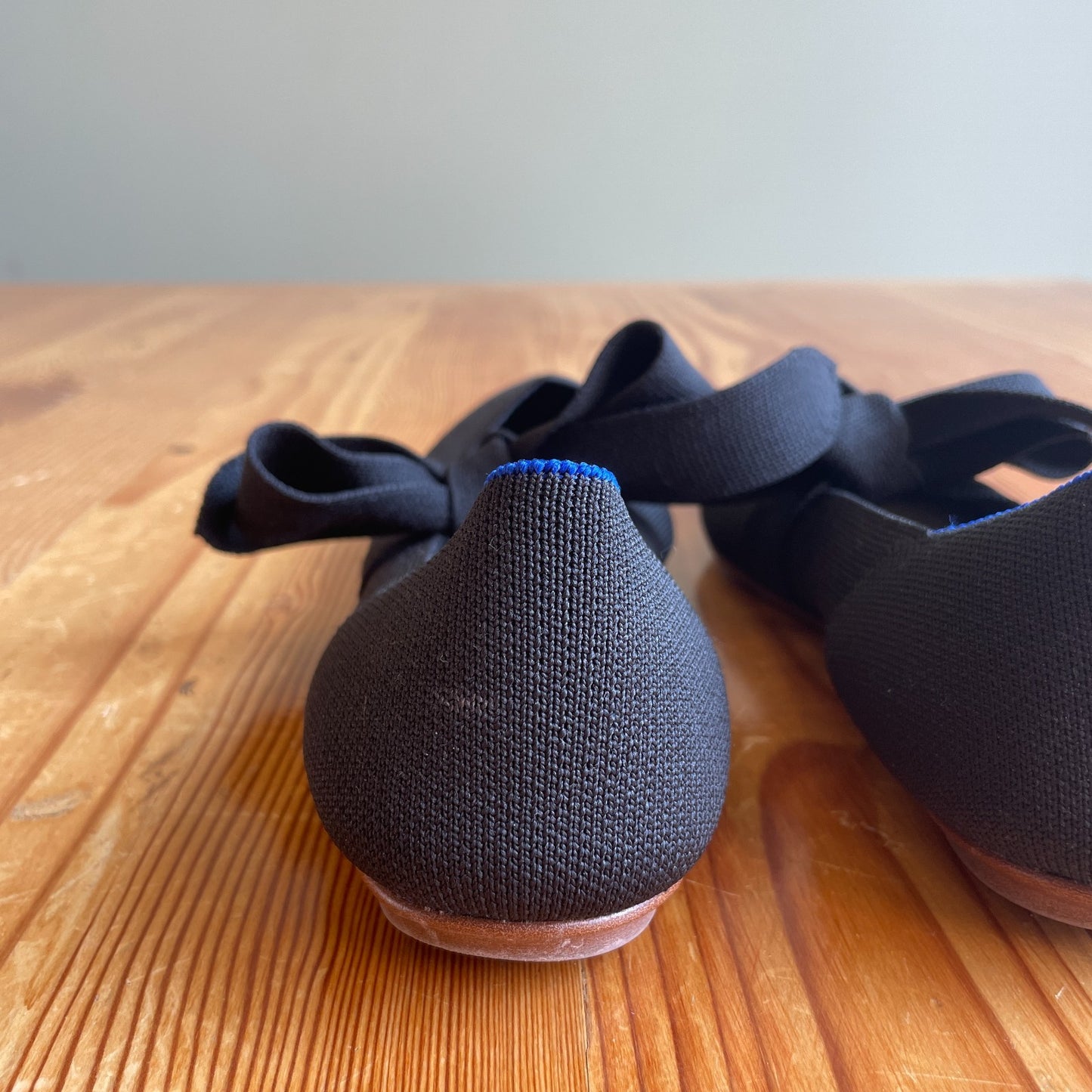 8.5 - Rothy's Black Point Mary Jane black bow detail slip on Shoes Flats 0405LS