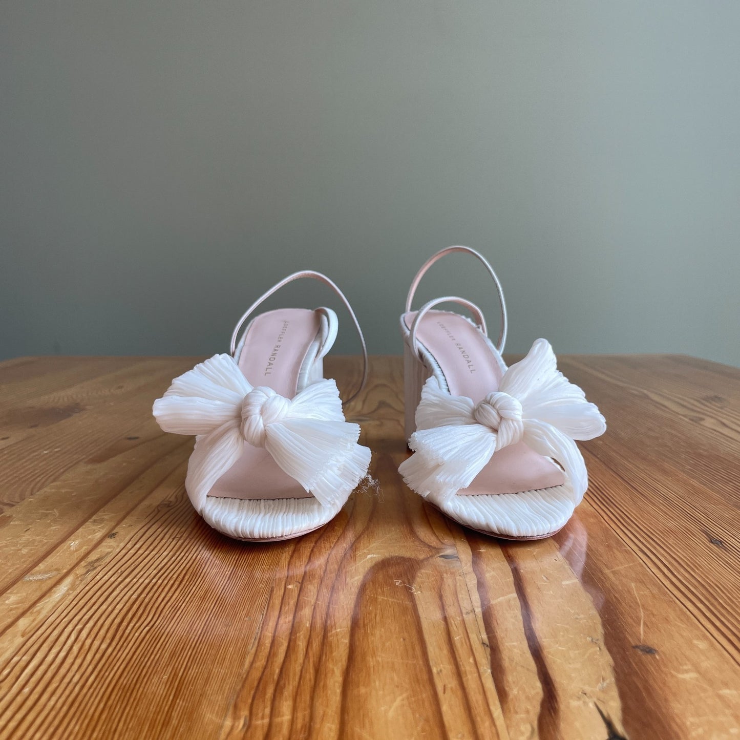 8.5 - Loeffler Randall Camellia Pearl Pleated Bow Heel Shoes w/ Box 0405LS