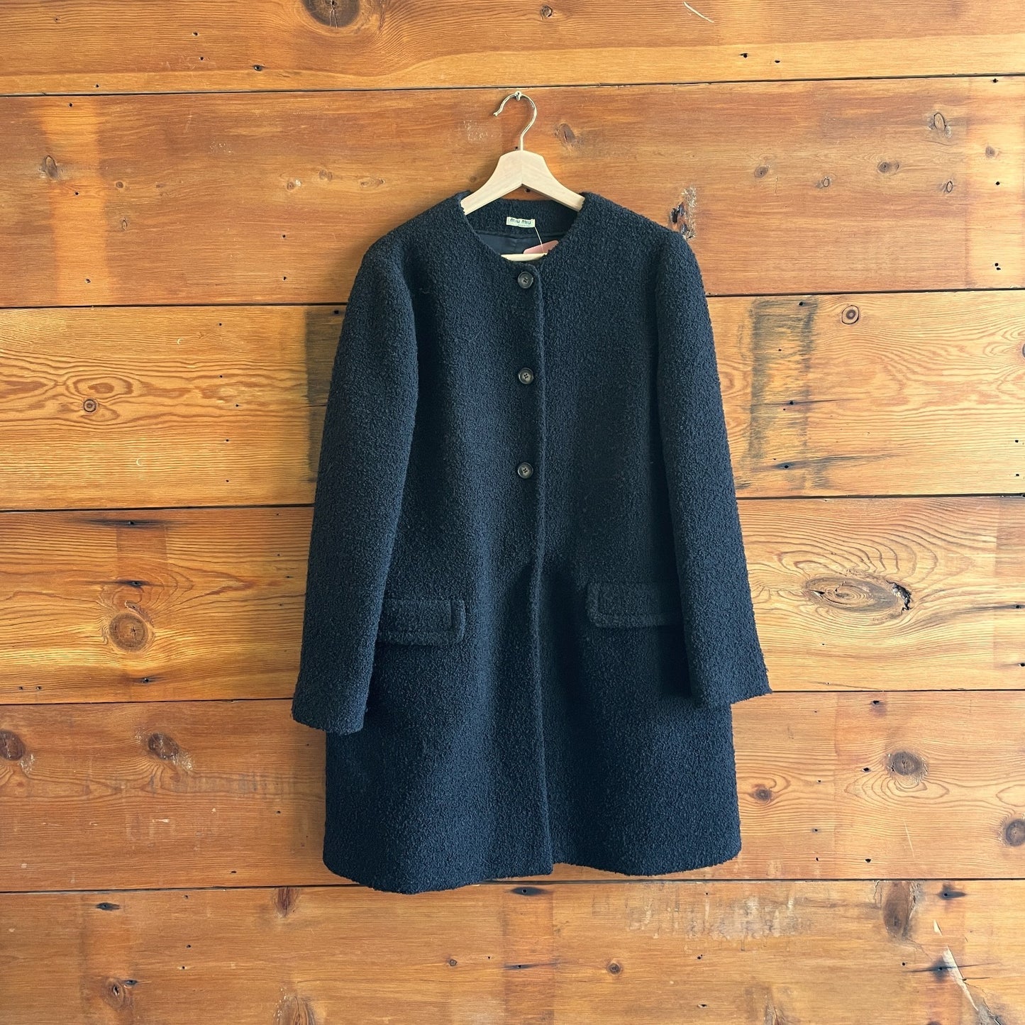 46 / 10 - Miu Miu Black Boucle Button Front Longer Length Jacket 1205DA