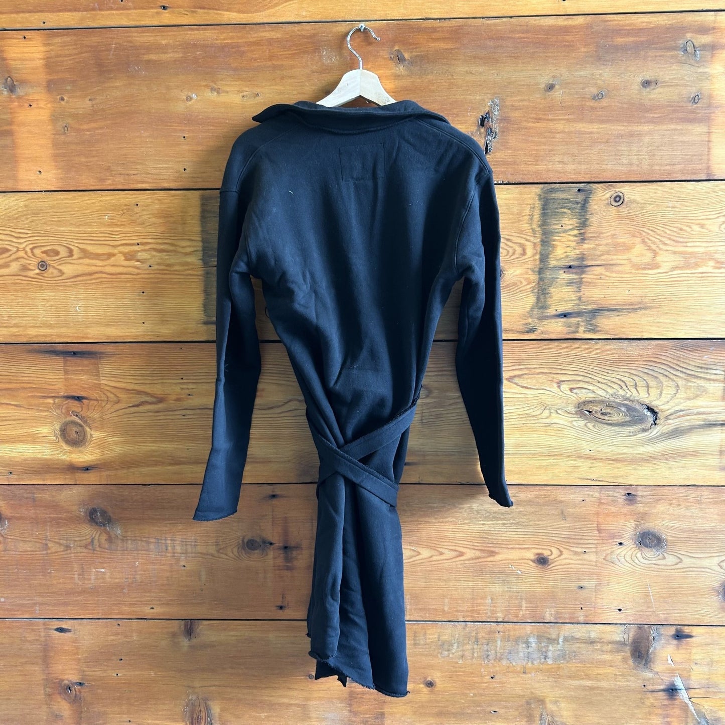 L - Frank & Eileen $298 Black Soft Fleece Willa Wrap Sweatshirt Dress NEW 0721DK