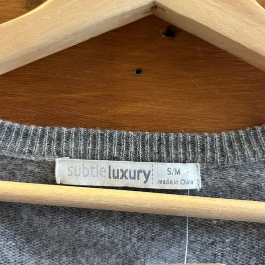 S / M - Subtle Luxury Gray Open Front 100% Cashmere Cardigan Sweater 1206CC