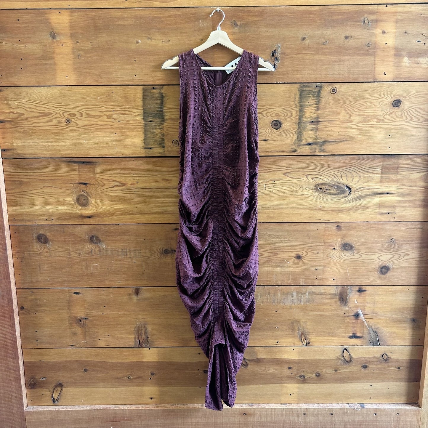 2XL - Wray NYC Burgundy Textured Ruched Sleevelese Josephine Dress 0824DC