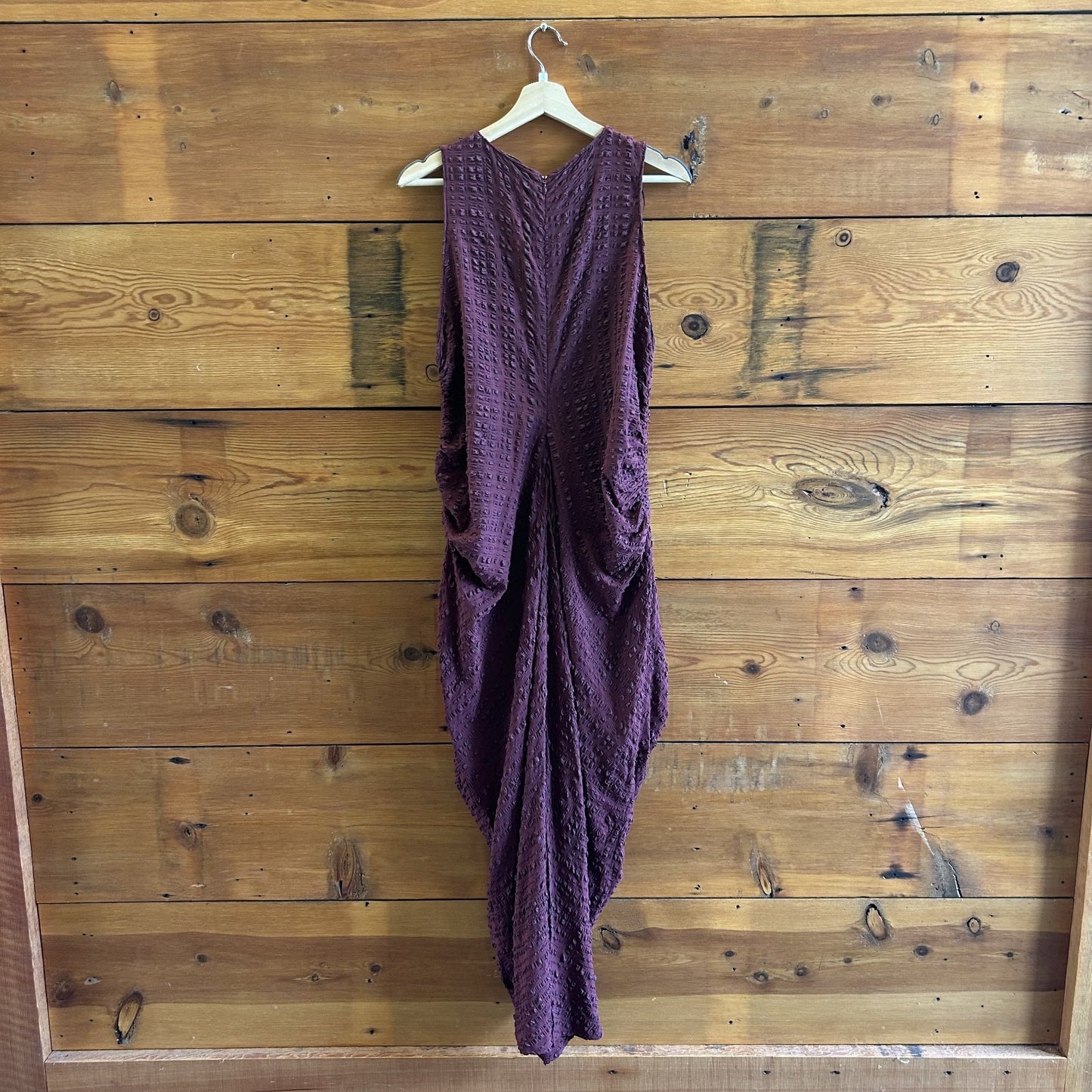 2XL - Wray NYC Burgundy Textured Ruched Sleevelese Josephine Dress 0824DC