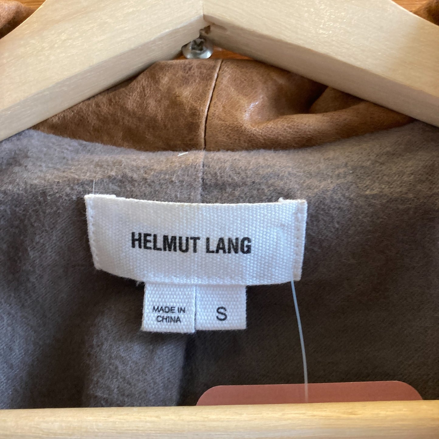 S - Helmut Lang Brown Sheep Leather Elastic Sleeve Crop Back Jacket 0726MN