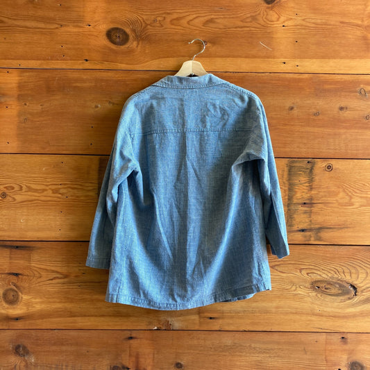 S - Curator SF Blue Pin Striped Open Front Long Sleeve Shirt Jacket 1215RJ