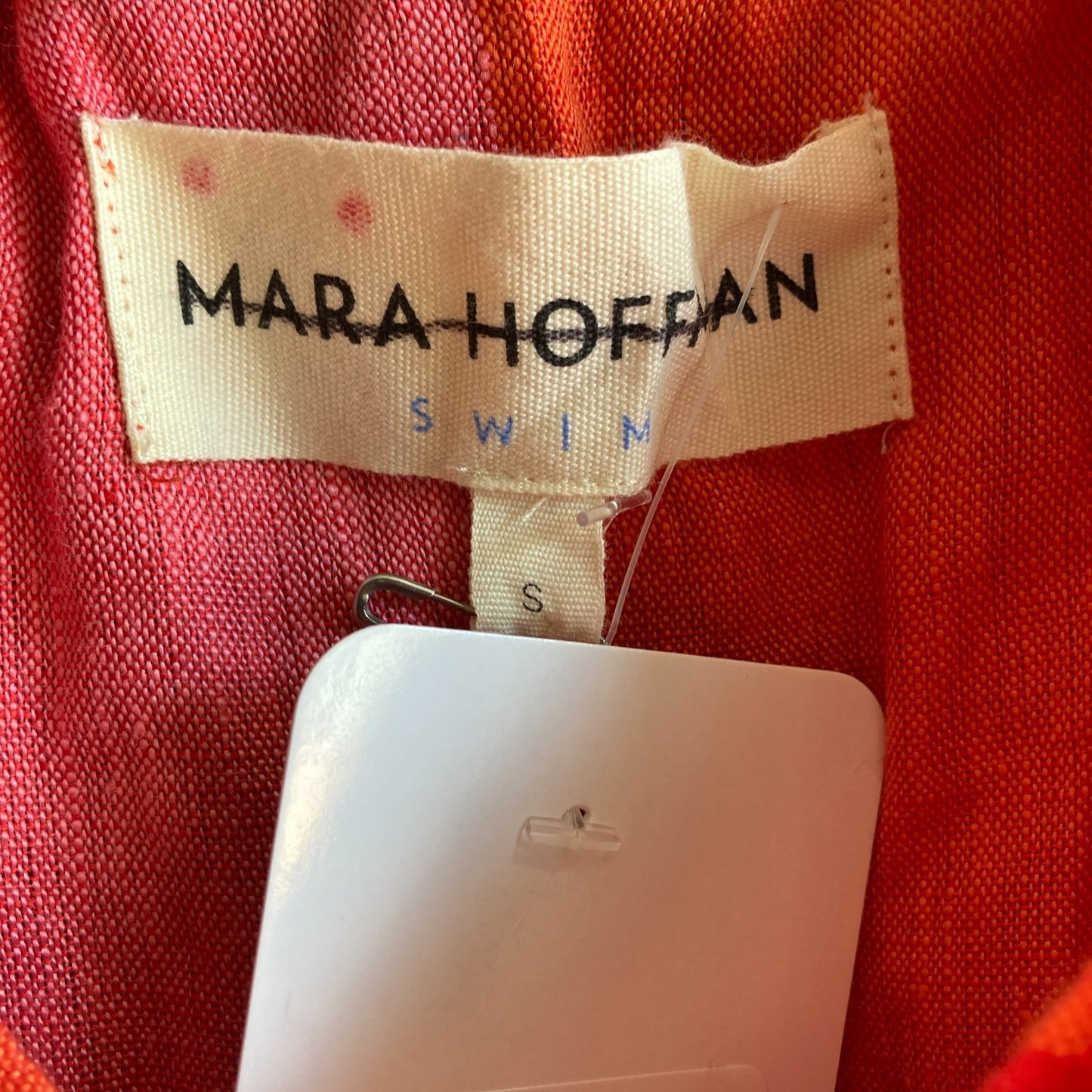 S - Mara Hoffman Swim Red Striped Off Shoulder Linen Kamala Dress NEW 0816TB