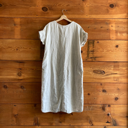 S / M - Elizabeth Suzann Natural Linen Short Sleeve Midi Length Dress 0913ST