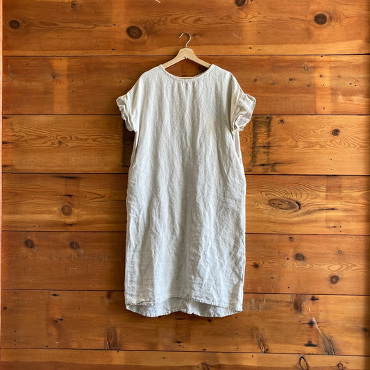 S / M - Elizabeth Suzann Natural Linen Short Sleeve Midi Length Dress 0913ST