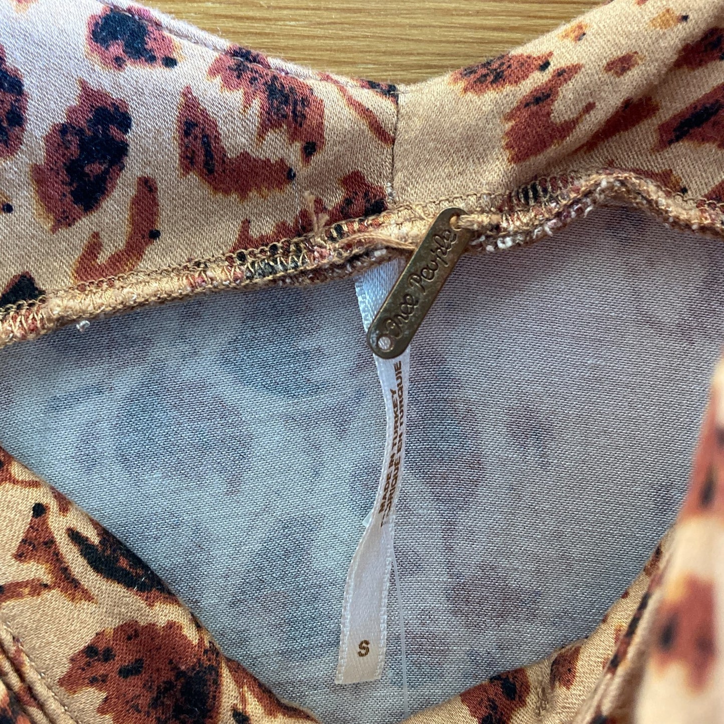 S - Free People Brown Printed Show Stopper Midi Side Slit Dress 0828SZ