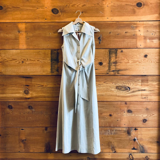 XS - Nanushka NEW Cream Vegan Leather Sharma Tie Front Sleeveless Dress 0103SA