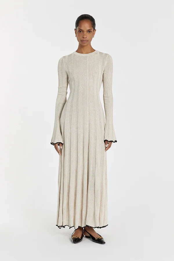 M - Dissh $160 Natural Knit Midi Length Mid Weight Flora Dress NEW 0907IM