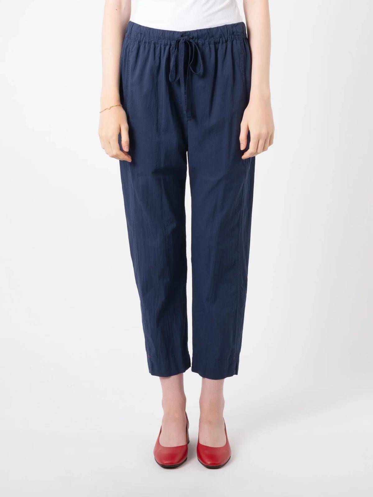 S - Xirena Navy Blue Elastic Drawstring Cotton Womens Draper Pants 4427SC