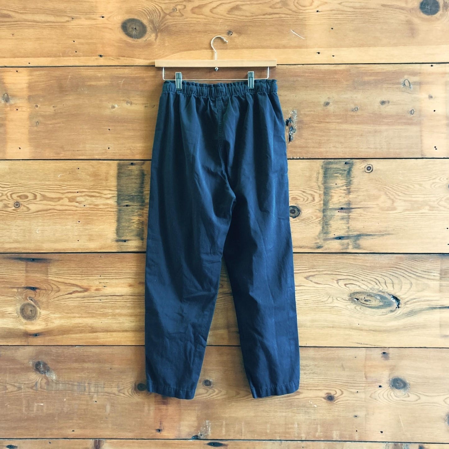 S - Xirena Navy Blue Elastic Drawstring Cotton Womens Draper Pants 4427SC