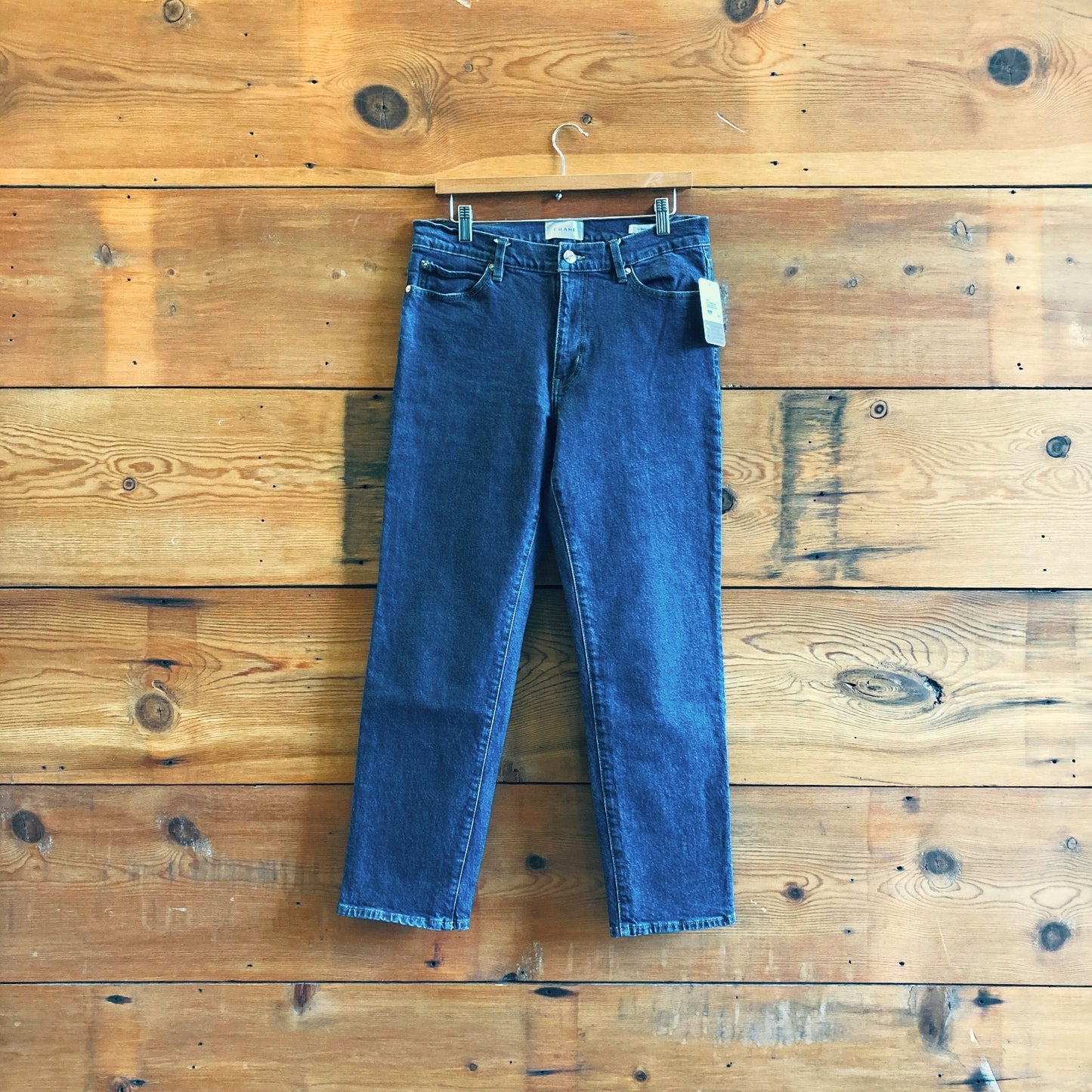 29 - FRAME Dark Taboo Wash The Borrowed Womens Straight Leg Jeans 4427SC