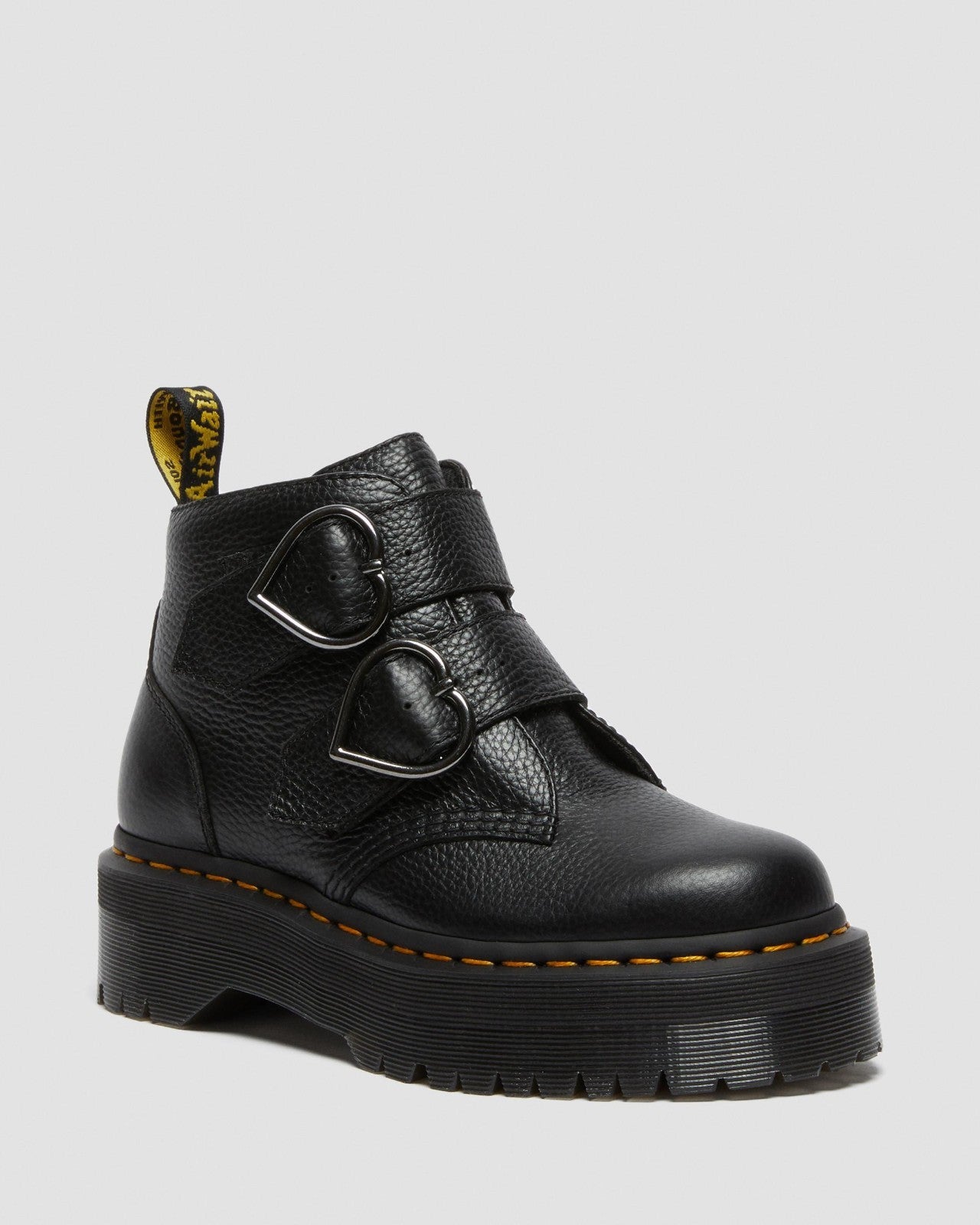 7 - Dr Martens Black Heart Buckle Platform Devon Ankle Boots NEW 0716MD