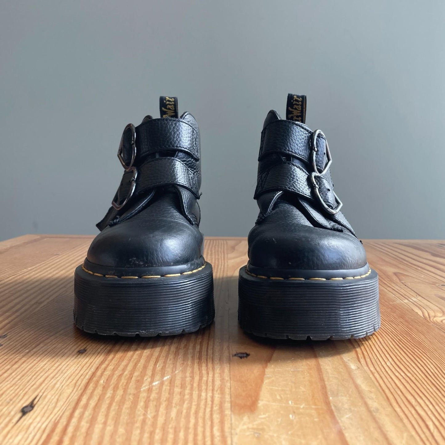 7 - Dr Martens Black Heart Buckle Platform Devon Ankle Boots NEW 0716MD