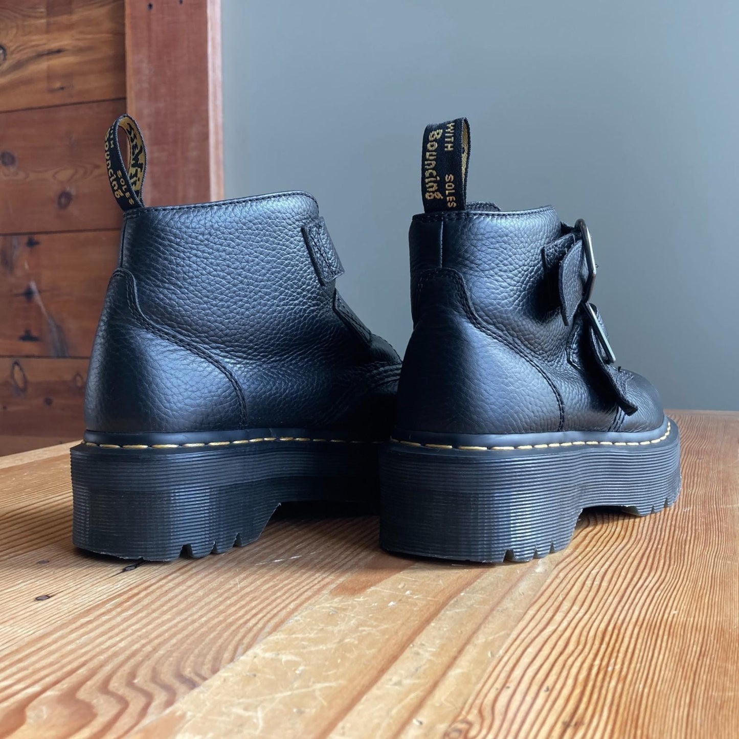 7 - Dr Martens Black Heart Buckle Platform Devon Ankle Boots NEW 0716MD