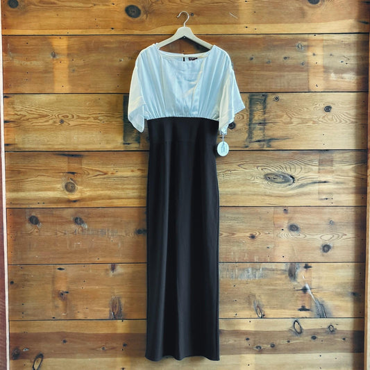 8 - Staud NEW $495 Ivory & Black Garnet Silk Full Length Gown Dress 4427SC