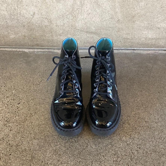 36 / 6 - Valentina Rangoni Black Patent Leather Lace Up Ankle Boots 0209SB