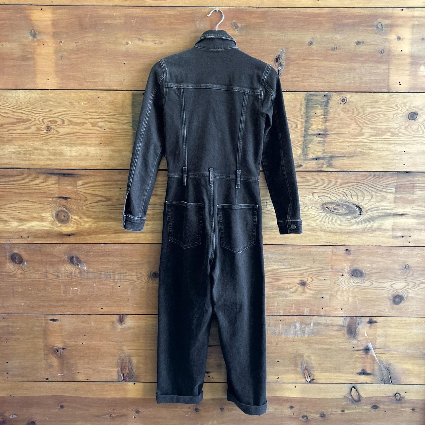 XS - Etica Black Stretch Denim Long Sleeve Coverall Zip Up Jumpsuit 0810RL