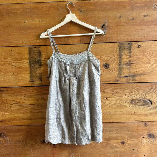 1 / S - DOSA Gray Bronze Metallic Sheen Linen Camisole Tank Top 0531DG