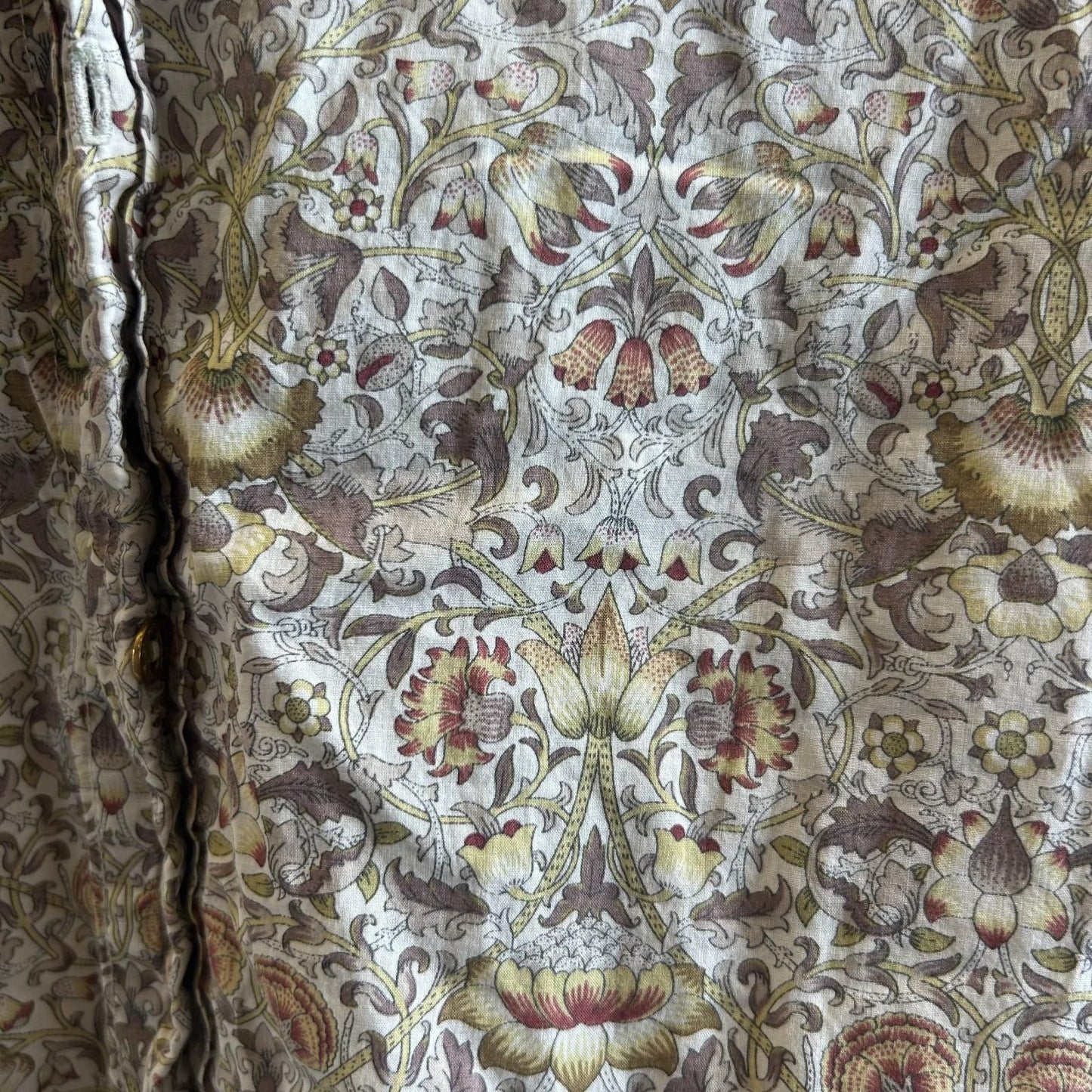 1 / S - DOSA White Tan Floral Long Sleeve Button Front Shirt 0531DG