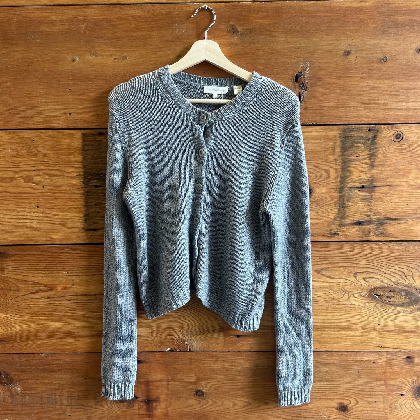 M - Inhabit Gray Knit 100% Cashmere Button Up Long Sleeve Cardigan 0721DK