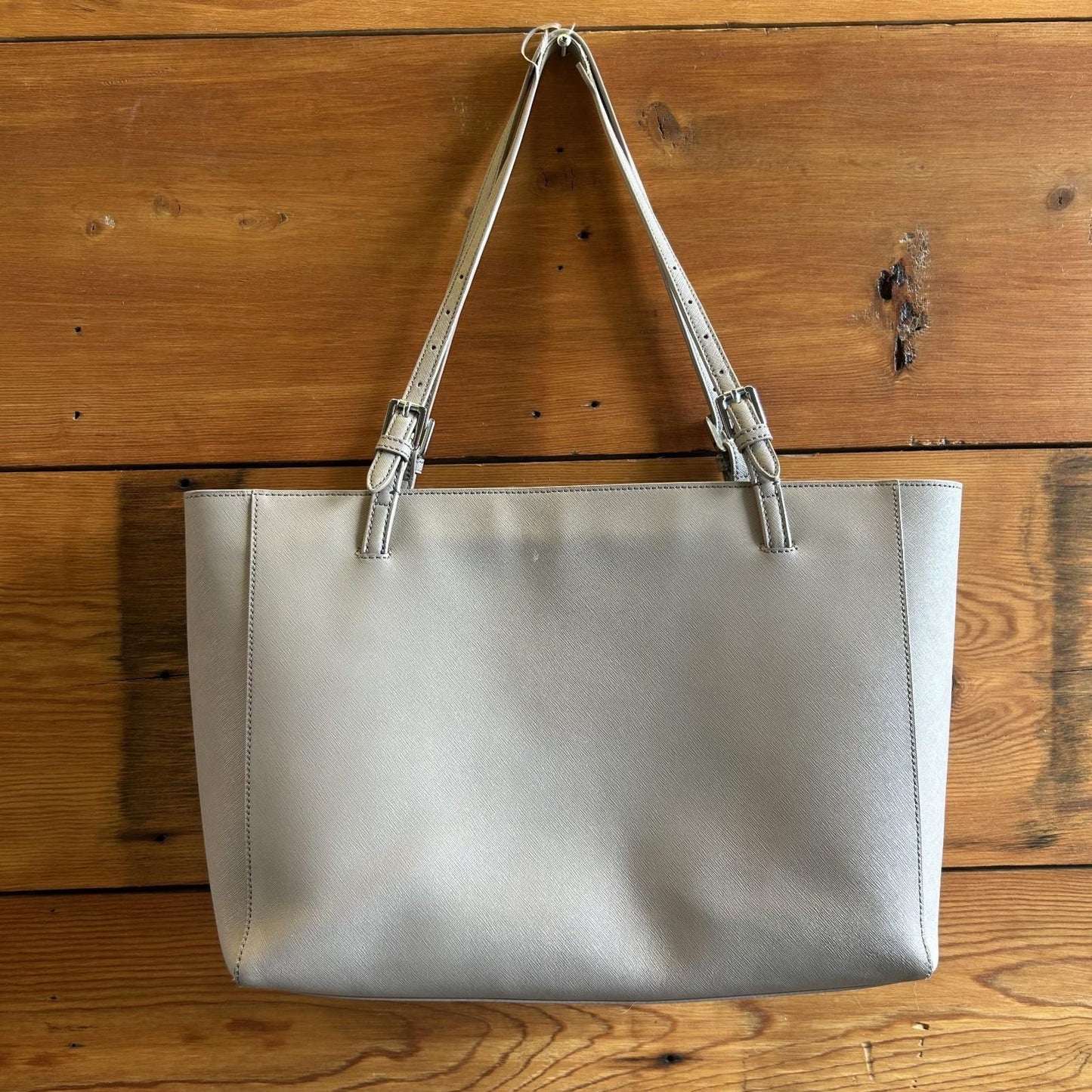 Tory Burch Grey Large Leather York Buckle Tote Shoulder Bag Purse 0131AG