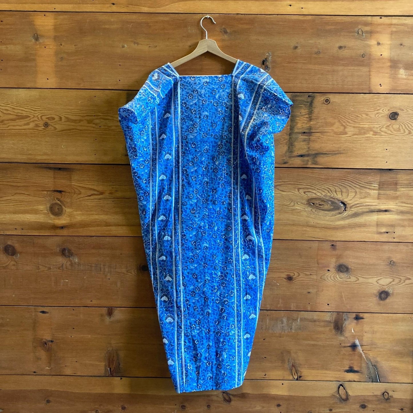 OS - India Collection Emerson Fry NEW Blue Gold Metallic Caftan Dress 0118AB