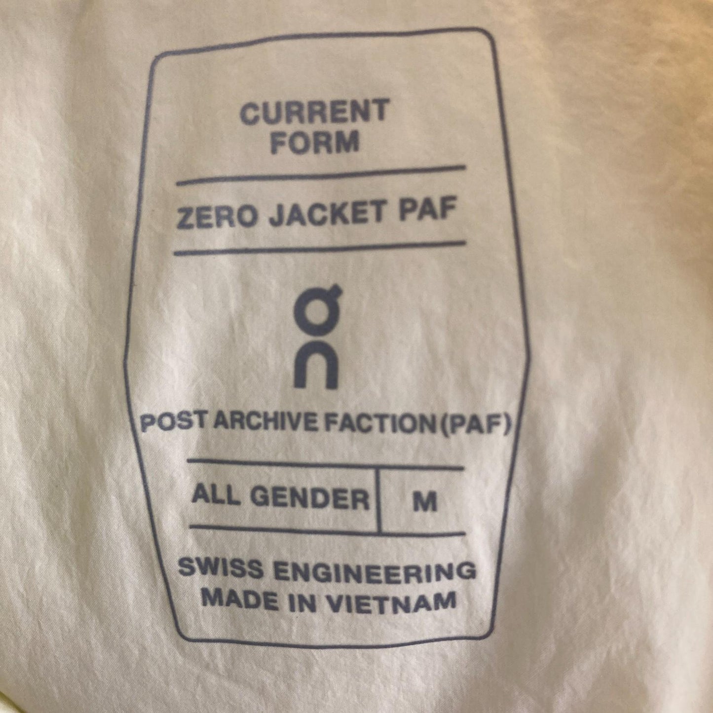 M - On Running $350 Hay Zero PAF Post Archive Faction Jacket NEW 0920RC