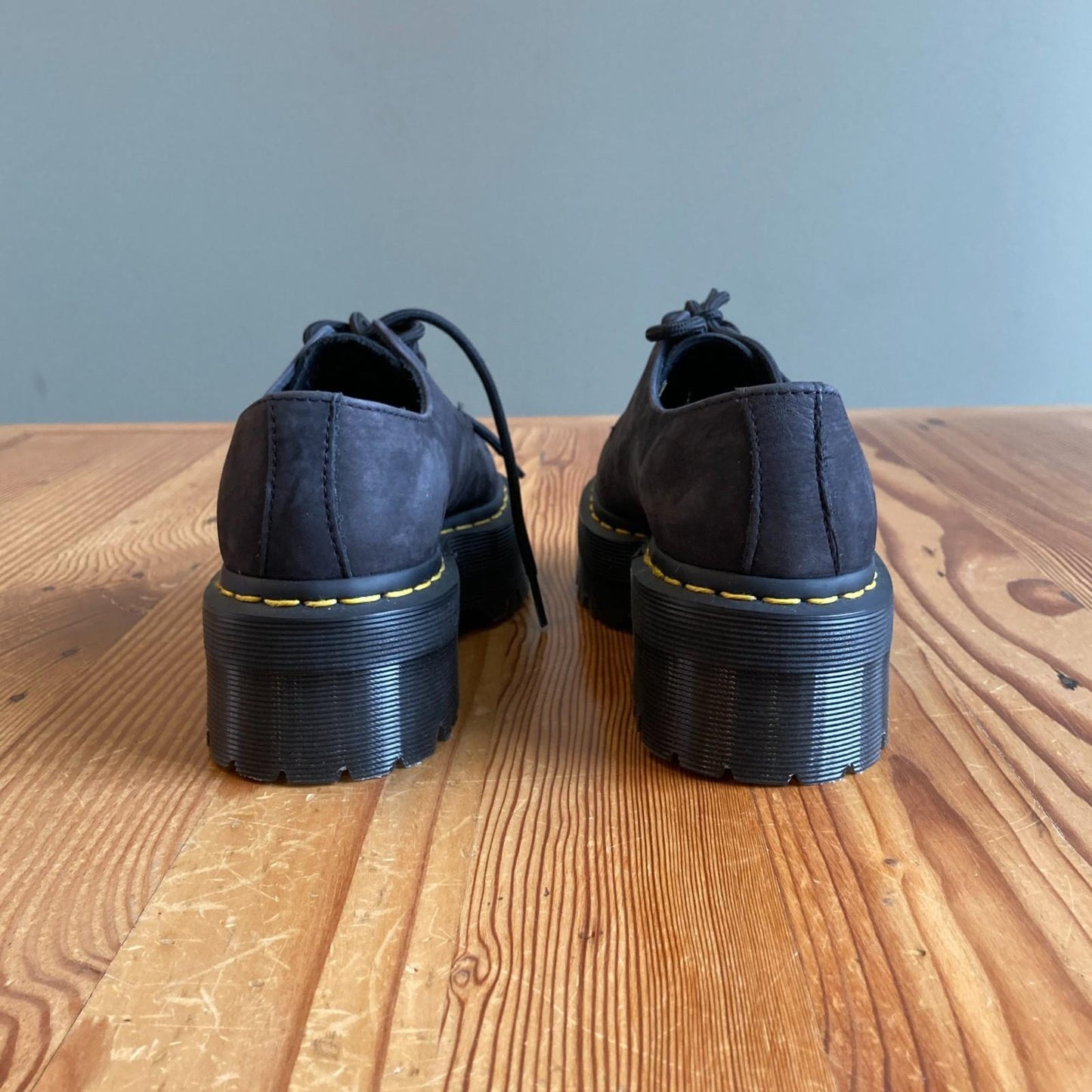 6 - Dr Martens Black Nubuck Leather Platform Chunky Sole 31446 Shoes 0312IG