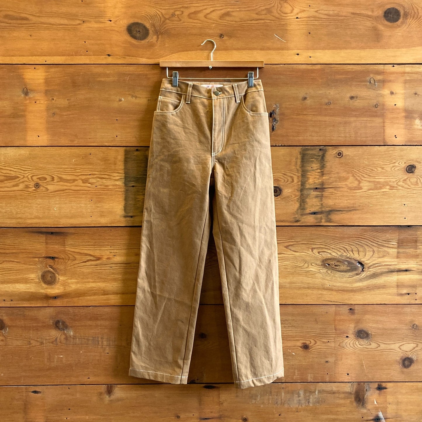 2 - Jem! $315 Los Angeles Brown Top Stitched Utility Workwear Jeans Pants 0312IG